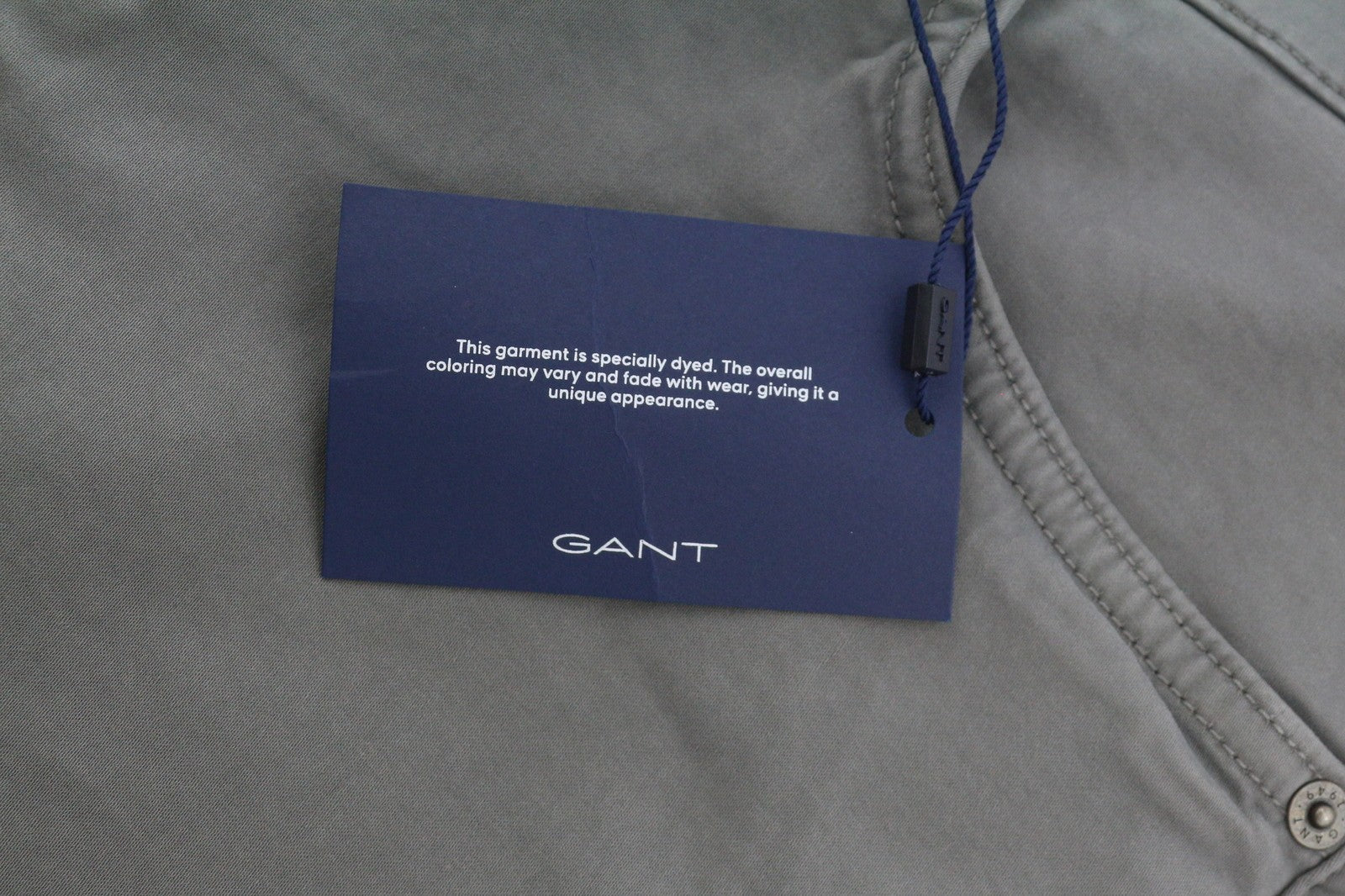 GANT Maxen Satin Men Trousers W35/L32 Grey Extra Slim Casual Zip Fly