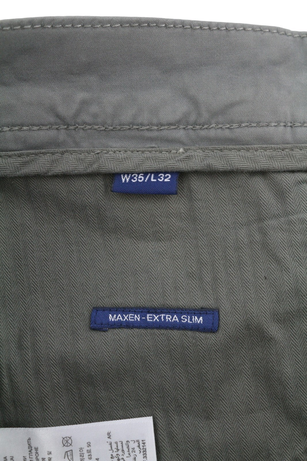 GANT Maxen Satin Men Trousers W35/L32 Grey Extra Slim Casual Zip Fly