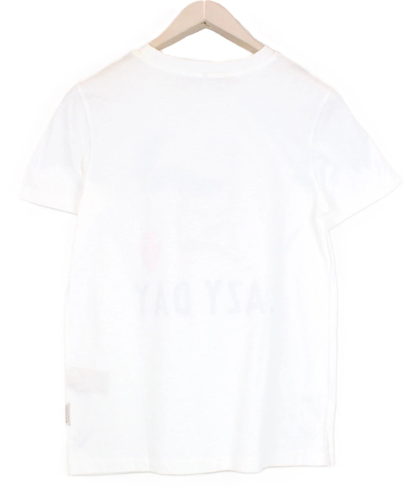 MAISON SCOTCH Women T-Shirt ~S Off-White Pure Cotton Logo Short Sleeve Pull On