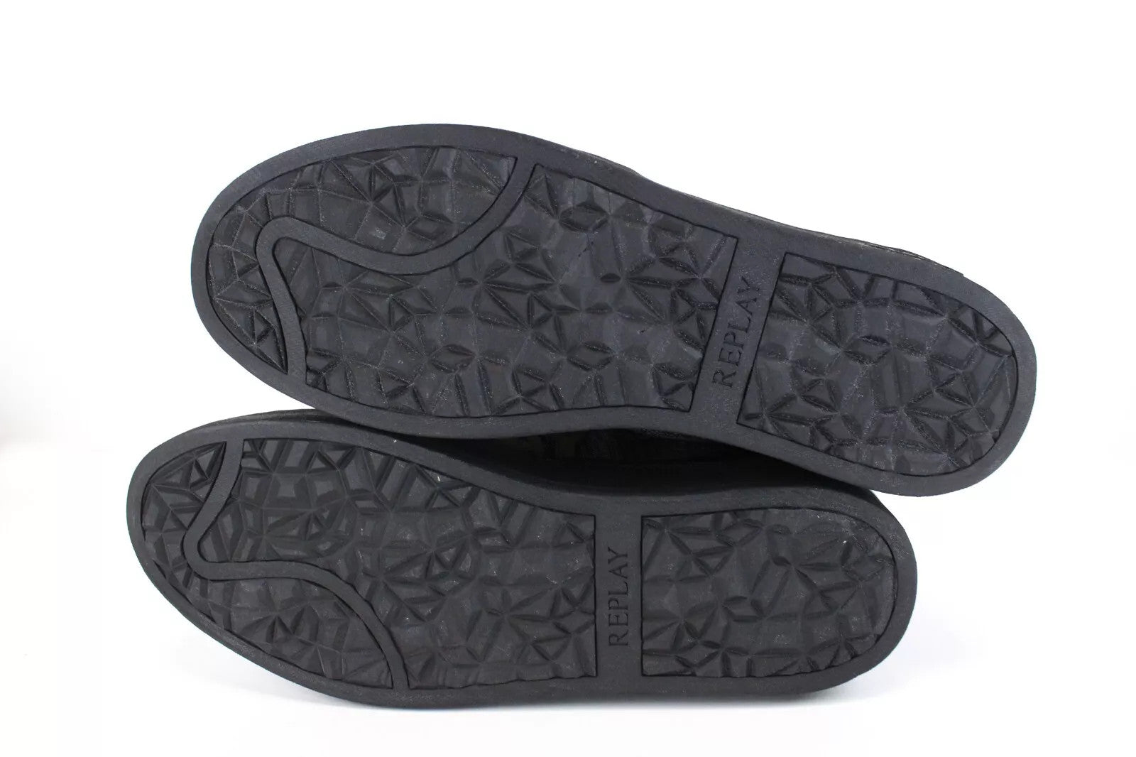 REPLAY Alliot Men Trainers EU46 Black High-Top Laced Logo Casual Sneakers