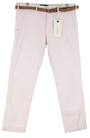 SCOTCH & SODA Ams Blauw Men Trousers W35/L28 Pastel Pink Belted Slit Pocket