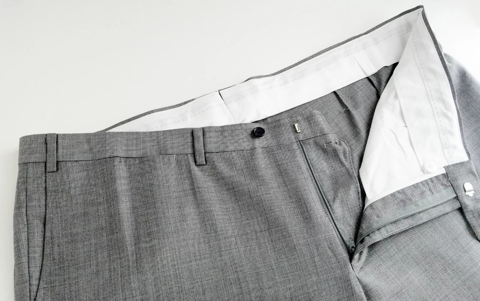 SUITSUPPLY Lazio Men Trousers UK54S Grey Pure Wool Patterned Pleated Formal