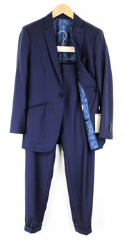 SUITSUPPLY Lazio Men Suit UK32 Navy Pure Wool Lined Pleated Formal 2 Piece