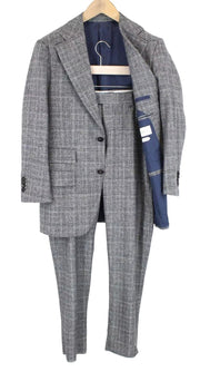 SUITSUPPLY Havana Wide Lapel Men Suit UK36S Wool Cashmere Checked Slim 2 Piece