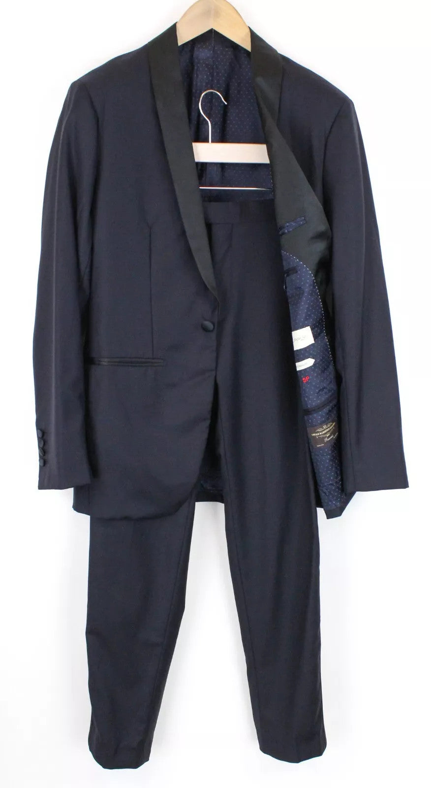 SUITSUPPLY Lazio Men Suit UK34 Tux Pure Wool Navy Lined Single-Breasted 2 Piece