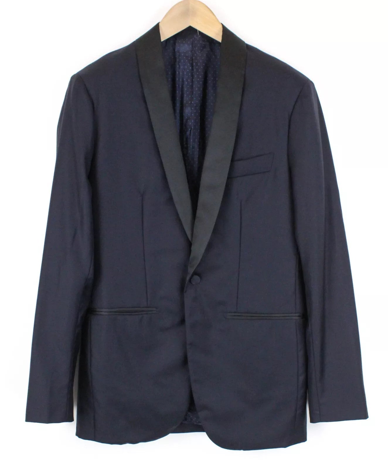 SUITSUPPLY Lazio Men Suit UK34 Tux Pure Wool Navy Lined Single-Breasted 2 Piece