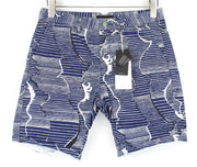 SCOTCH & SODA Ams Couture Men Shorts W28 Blue Pure Cotton Dyed Patterned Casual