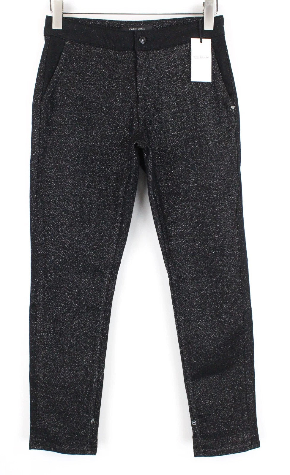 SCOTCH & SODA Ams Blauw Women Trousers W26/L32 Black Cotton Blend Stretch Shiny