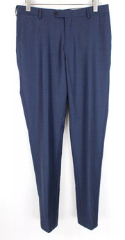 SUITSUPPLY Sienna Men Trousers 42L Blue Pure Wool Pleated Classic Formal