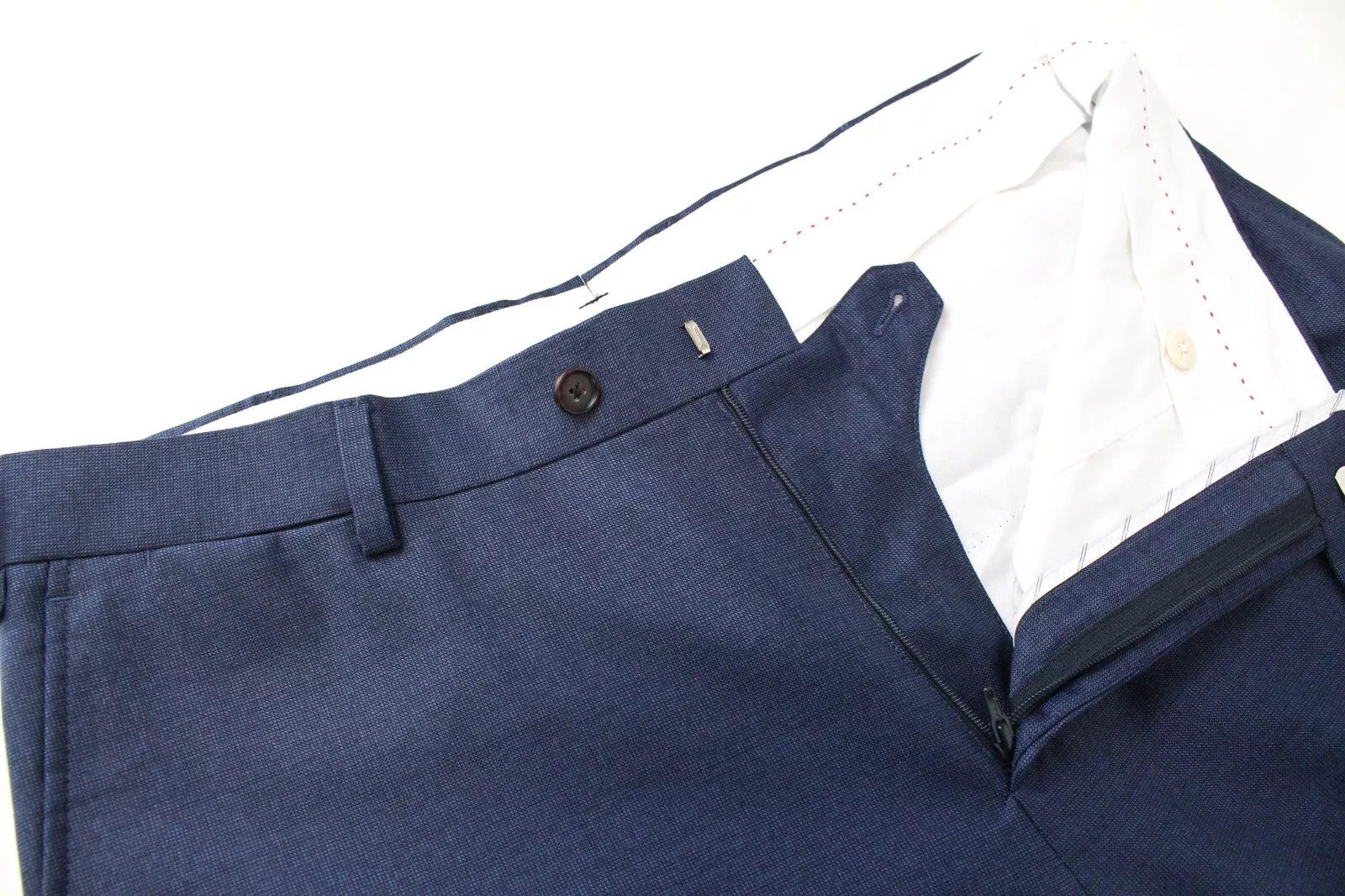 SUITSUPPLY Sienna Men Trousers 42L Blue Pure Wool Pleated Classic Formal
