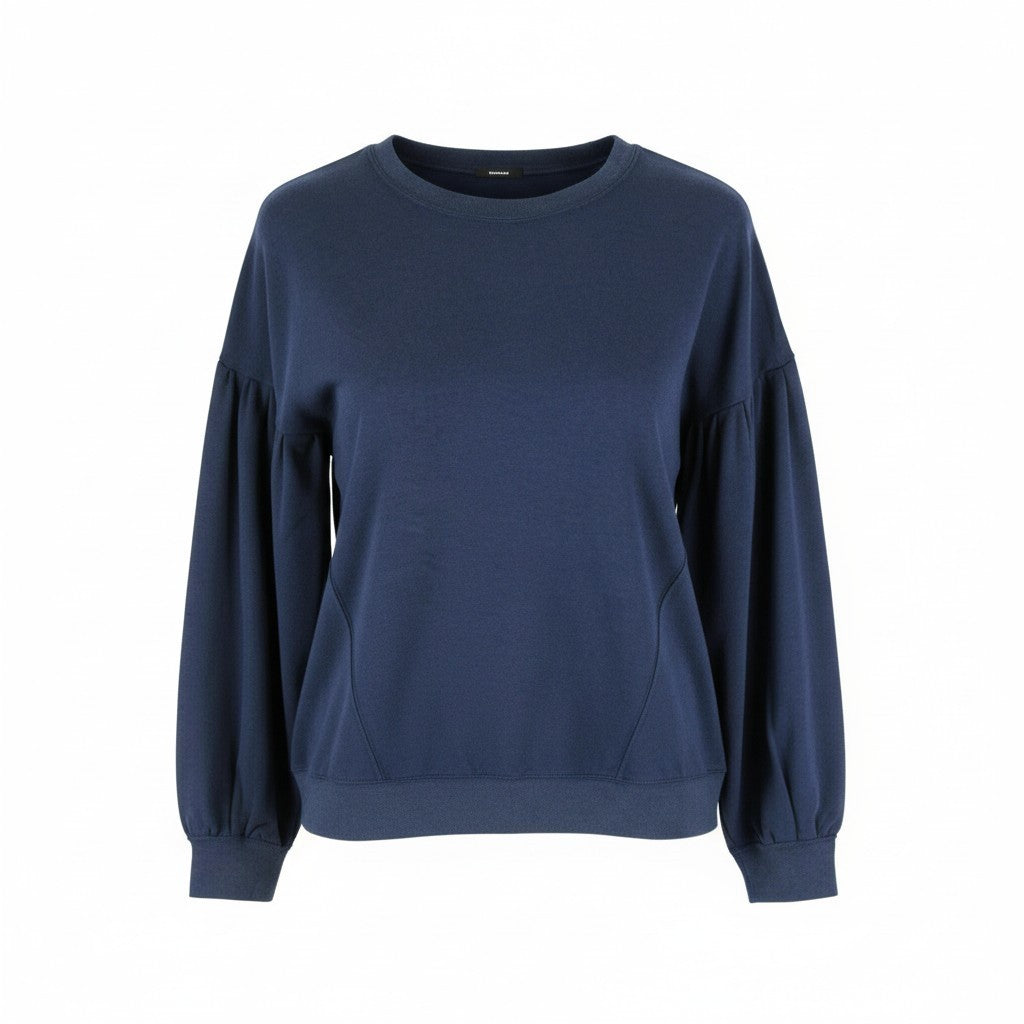 DENHAM Compass Women T-Shirt 2XS Blue Long Sleeved Stretch Casual Pull On