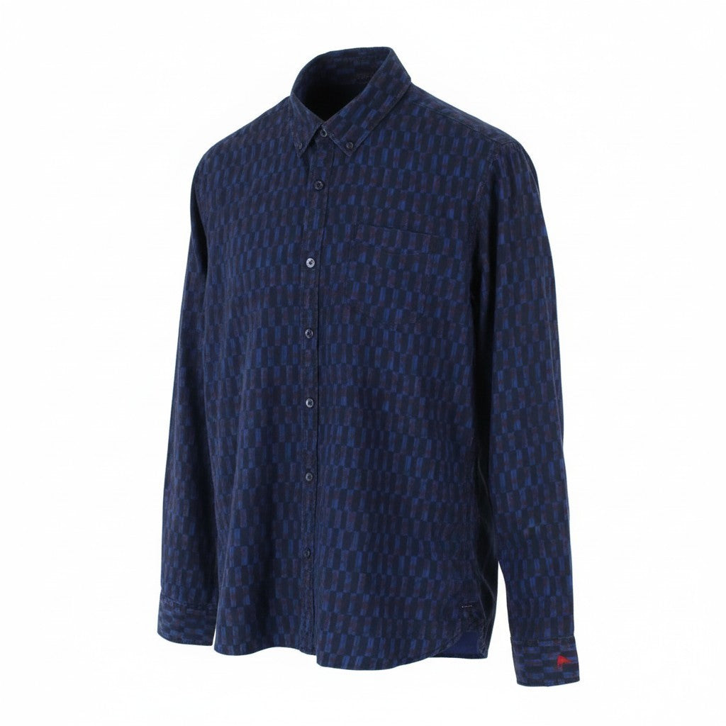 SCOTCH & SODA Ams Blauw Men Shirt M Blue Pure Cotton Patterned Long Sleeved