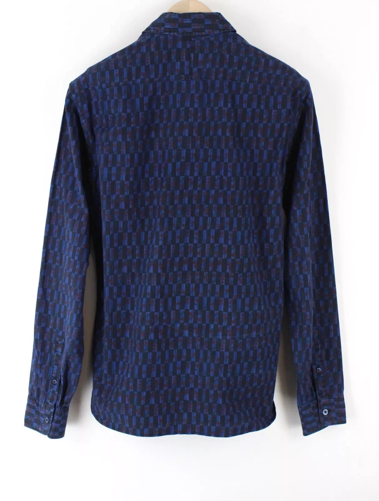 SCOTCH & SODA Ams Blauw Men Shirt M Blue Pure Cotton Patterned Long Sleeved