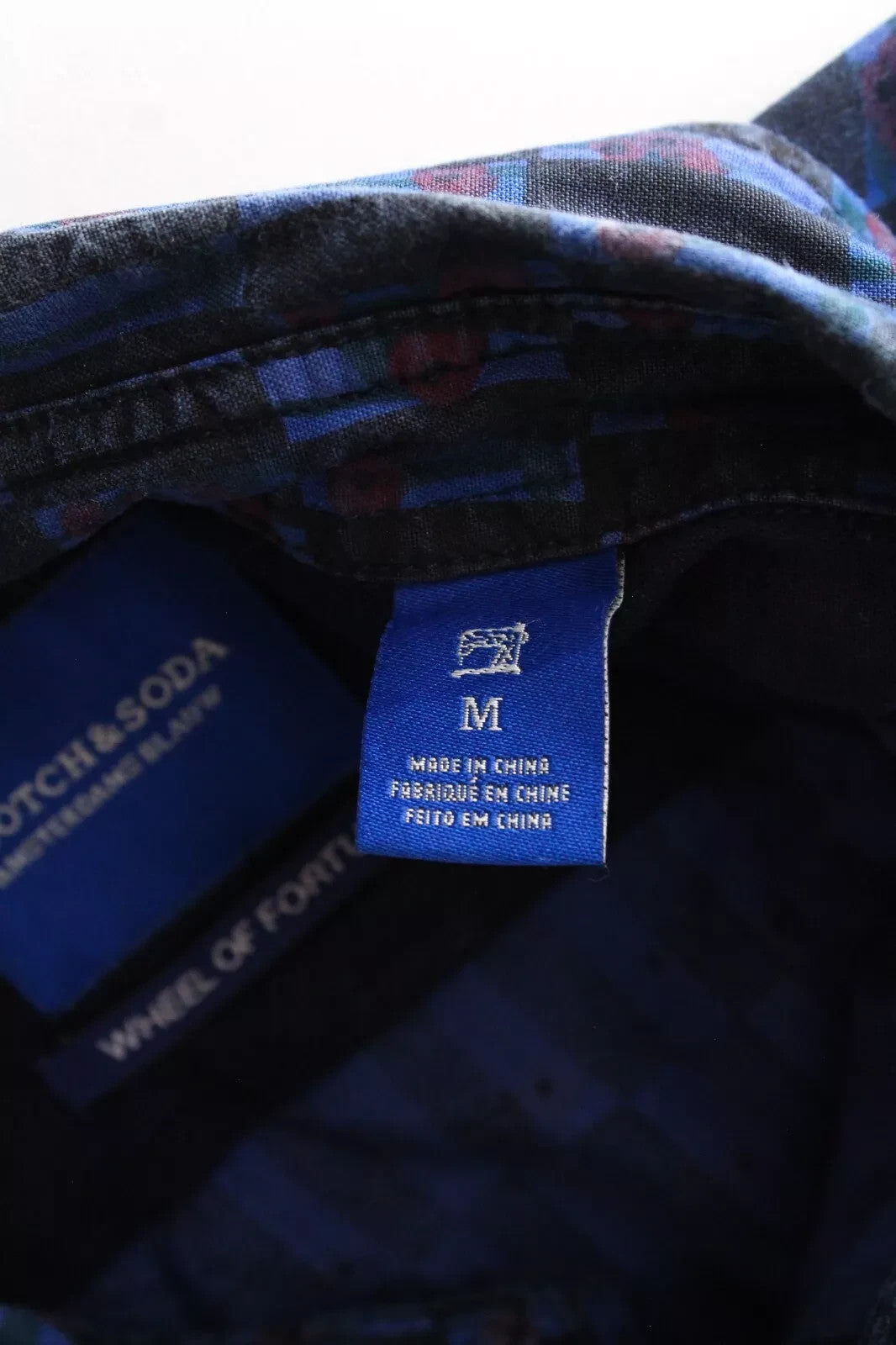 SCOTCH & SODA Ams Blauw Men Shirt M Blue Pure Cotton Patterned Long Sleeved