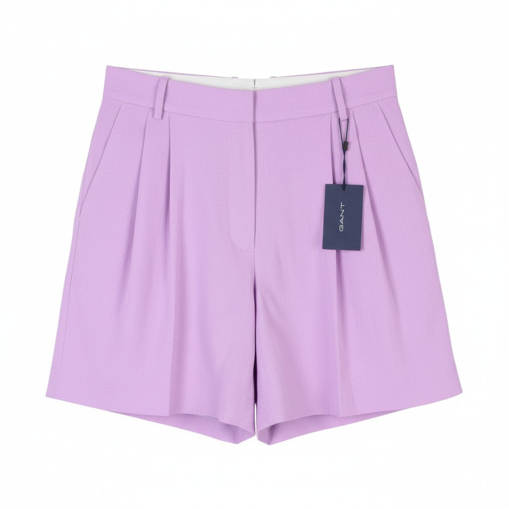GANT Stretch Linen Women Shorts EU40 Purple Crocus Pleated Straight RRP228
