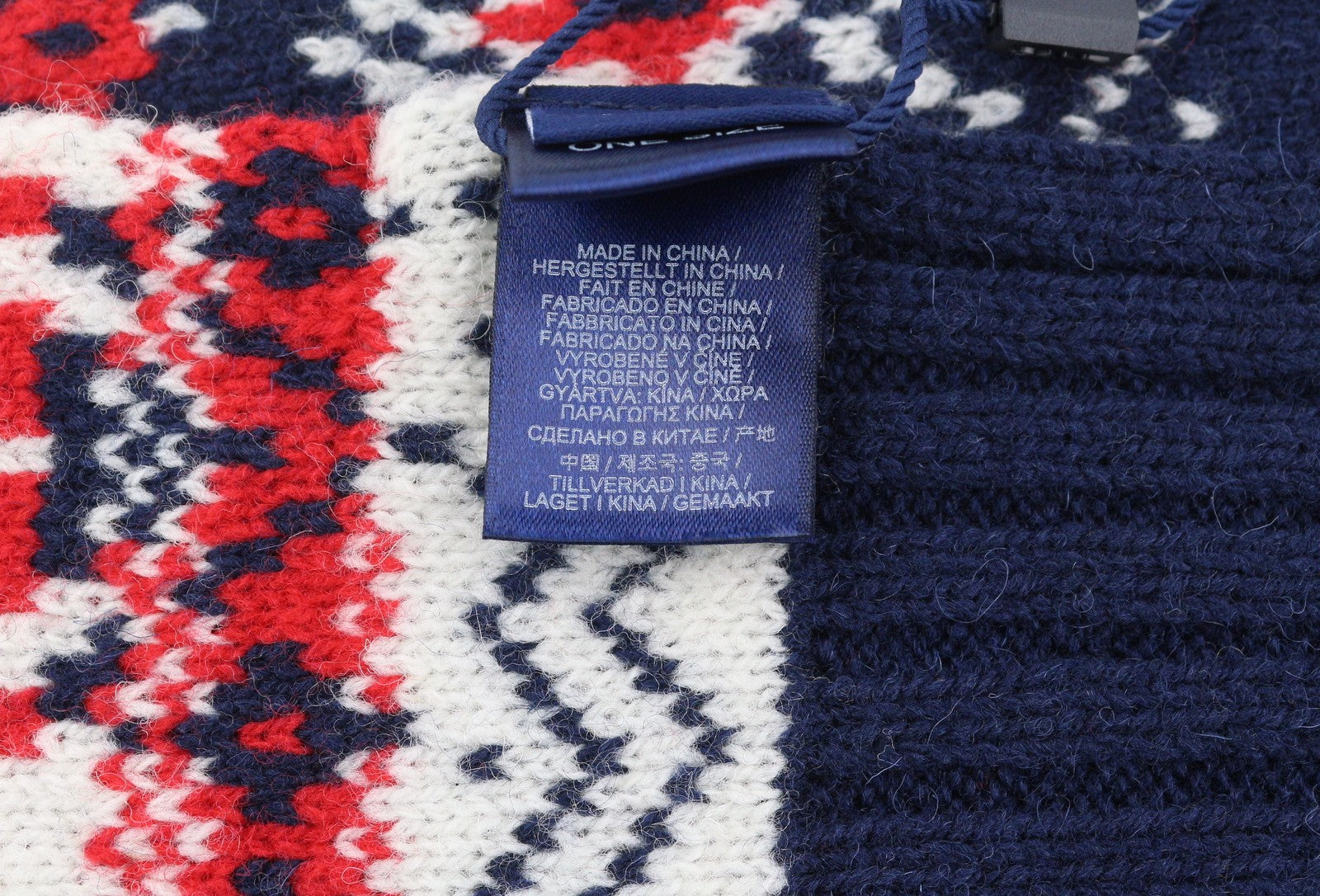 GANT Holiday Fair Isle Men Scarf OS Blue Wool Knit Pattern Winter Unisex