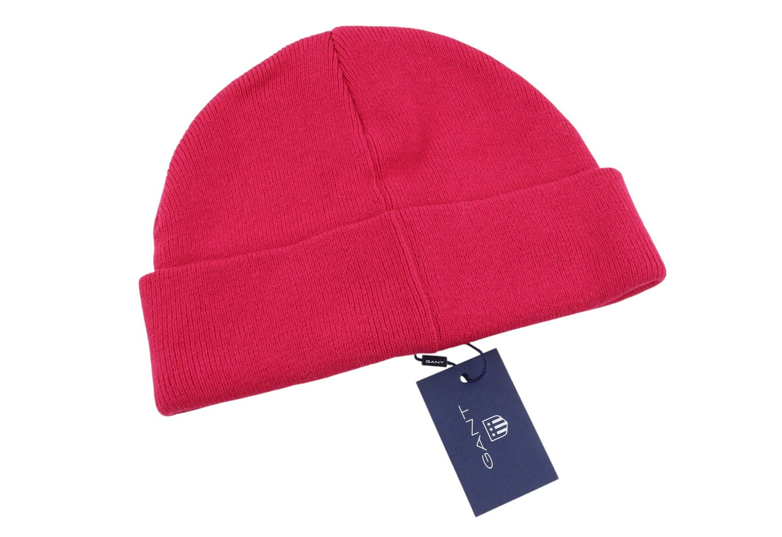 GANT Logo Knit Men Hat OS Pink Stretch Beanie Embroidered Unisex
