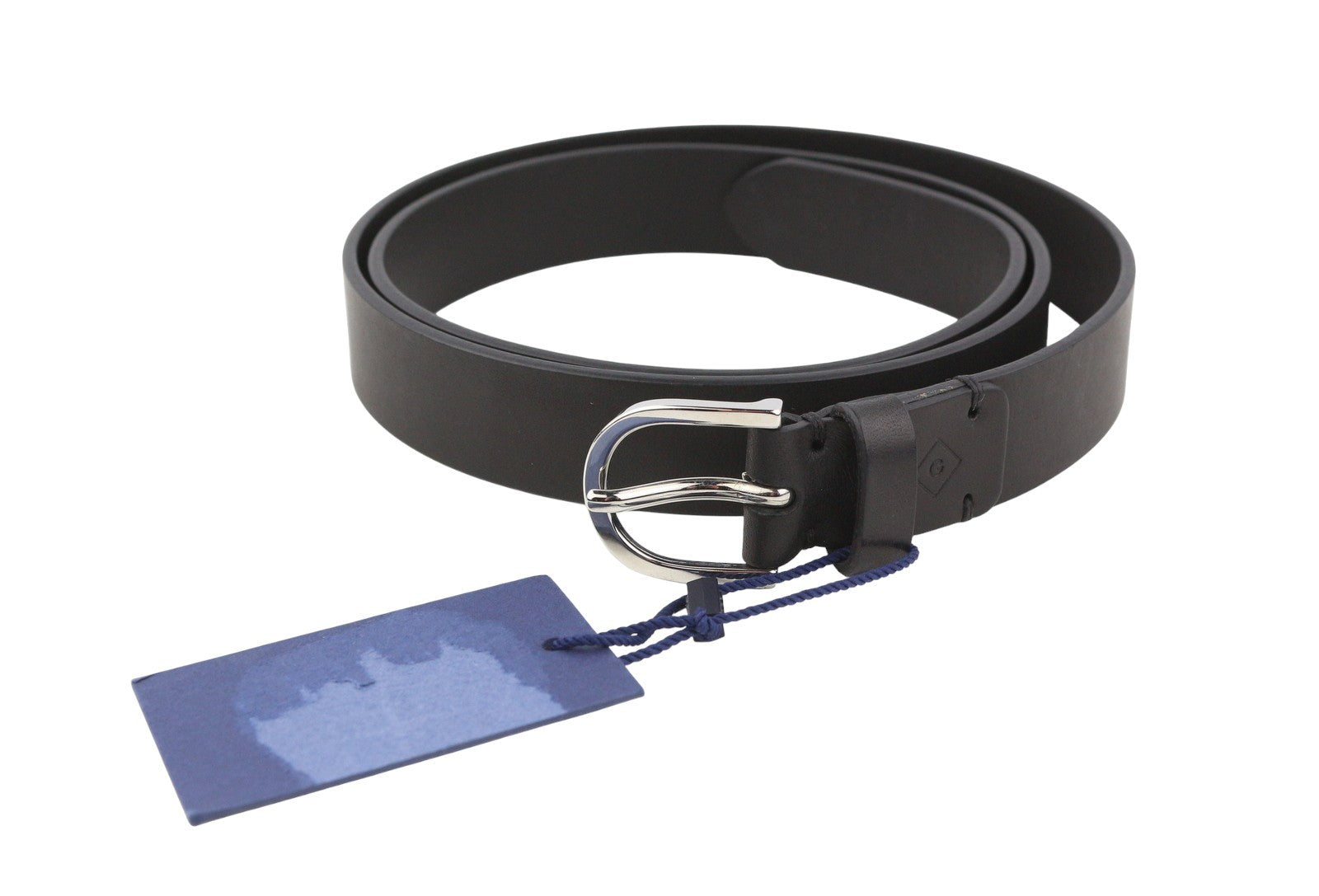 GANT Women Belt 90 CM Black Leather Silver Buckle Casual Classic