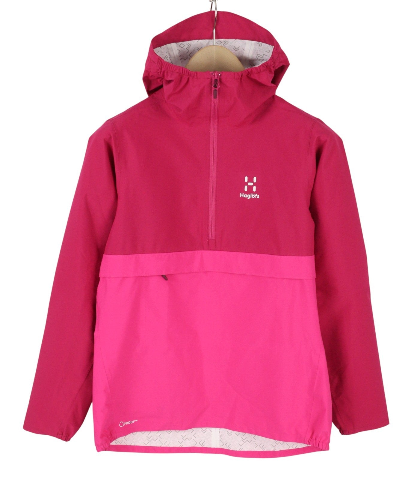 HAGLOFS Women Jacket XS Pink Proof Hooded Half Zip Lightweight Anorak