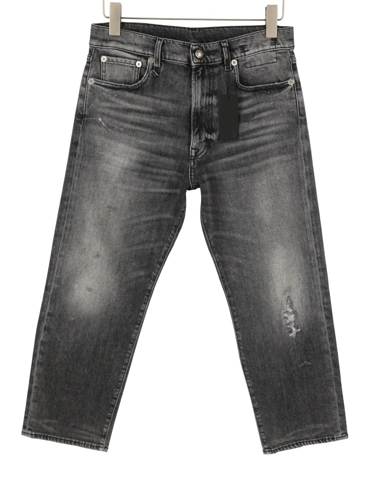 R13 Boyfriend Women Jeans 27 Grey Vintage Faded Distress Cropped PS26 RRP595