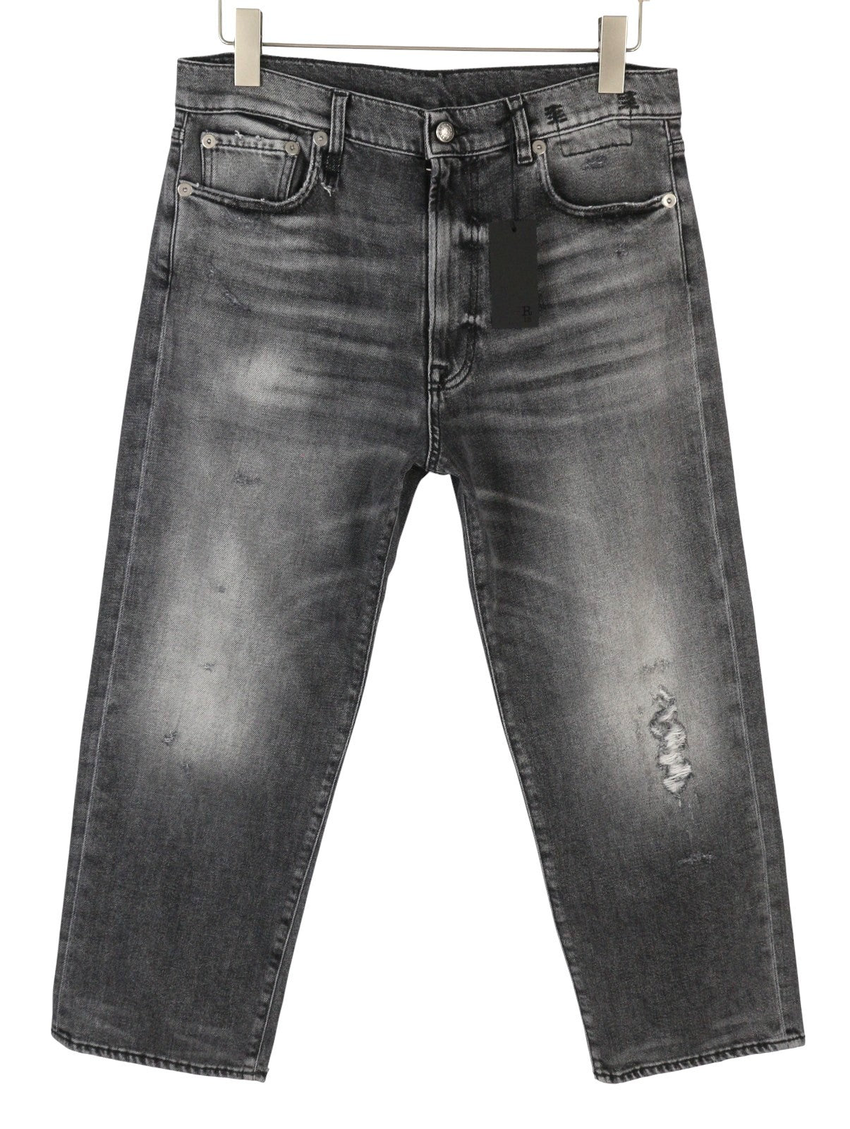 R13 Boyfriend Women Jeans 30 Grey Vintage Faded Distress Cropped PS26 RRP595