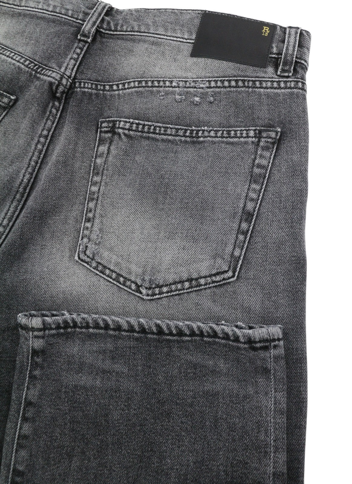 R13 Boyfriend Women Jeans 30 Grey Vintage Faded Distress Cropped PS26 RRP595