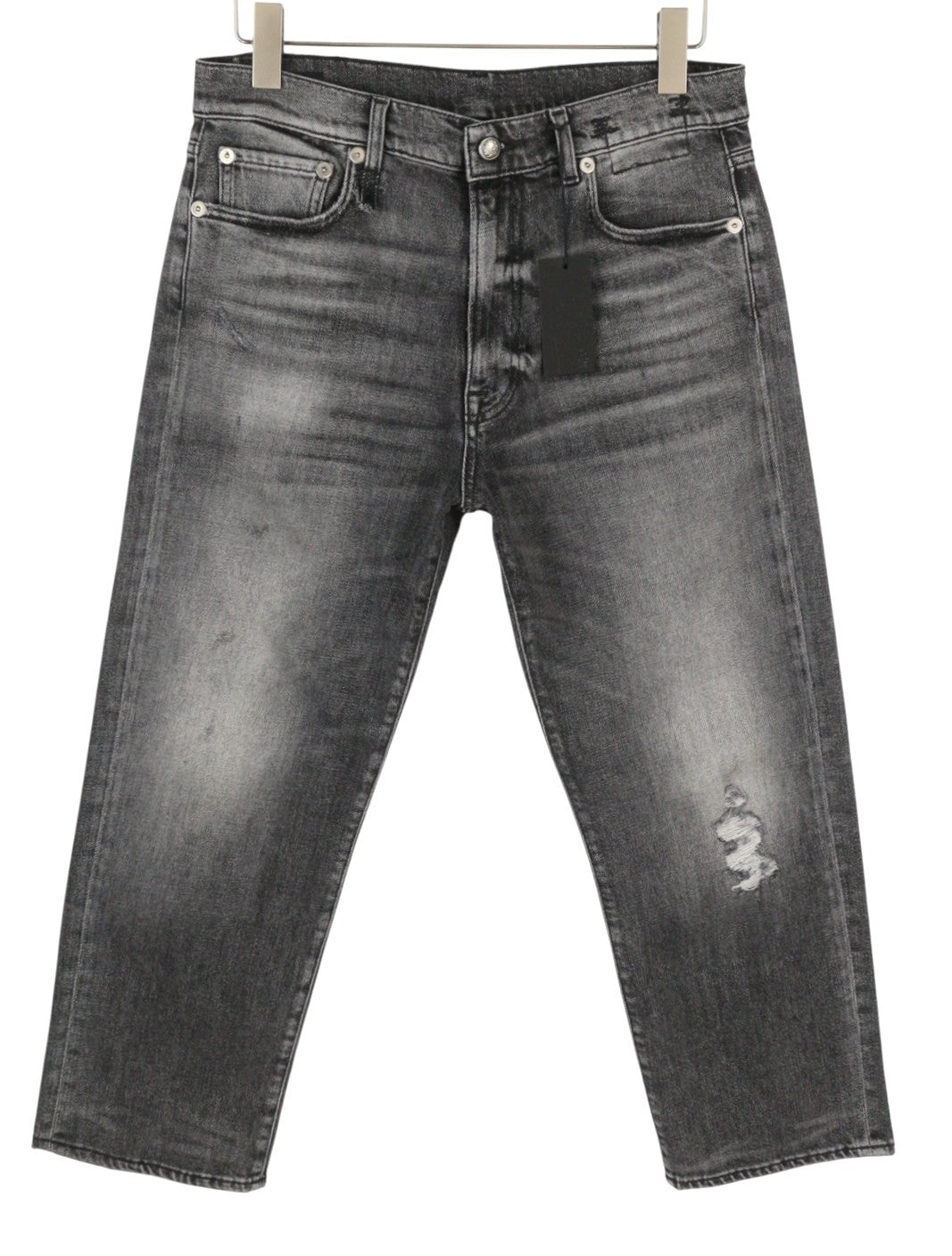 R13 Boyfriend Women Jeans 29 Grey Vintage Faded Distress Cropped PS26 RRP595