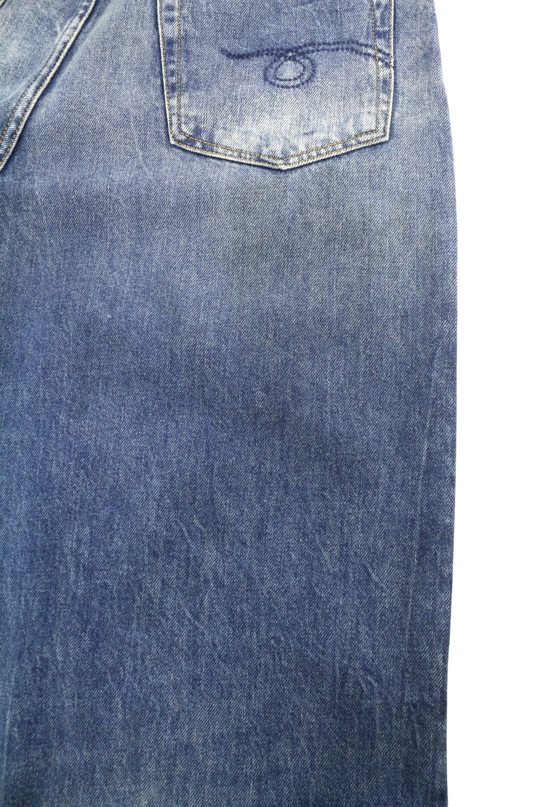 R13 Damon Pleated Women Jeans 30 Blue Kellen Straight Whiskers Faded PS26