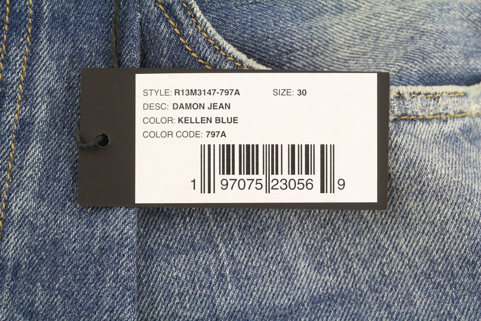 R13 Damon Pleated Women Jeans 30 Blue Kellen Straight Whiskers Faded PS26