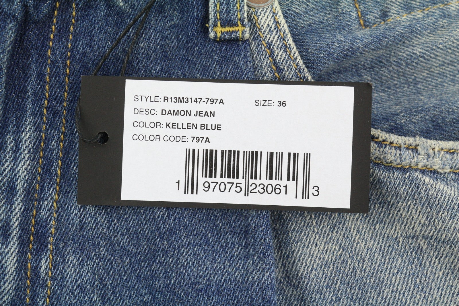 R13 Damon Pleated Women Jeans 36 Blue Kellen Straight Whiskers Faded PS26