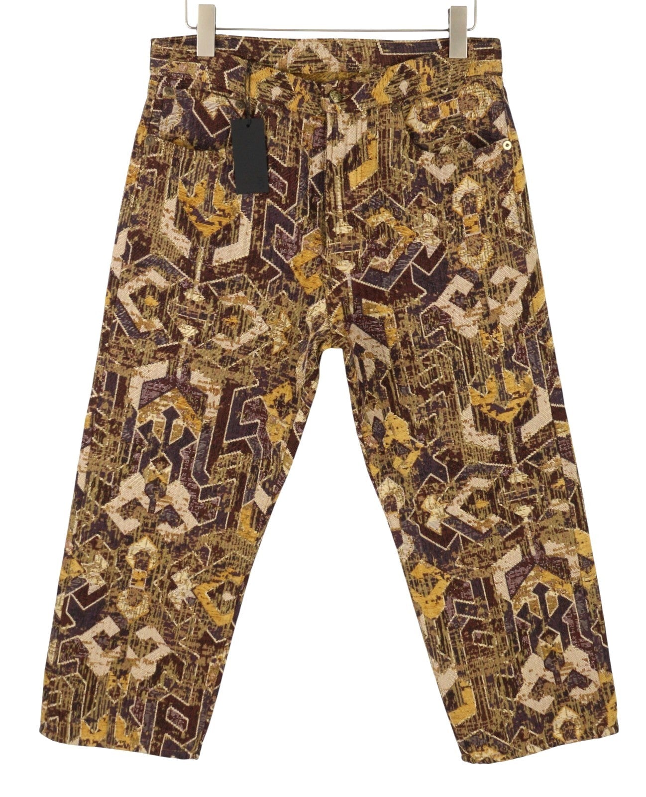 R13 X-BF Women Trousers 29 Brown Geo Jacquard Cropped Low Rise PS26