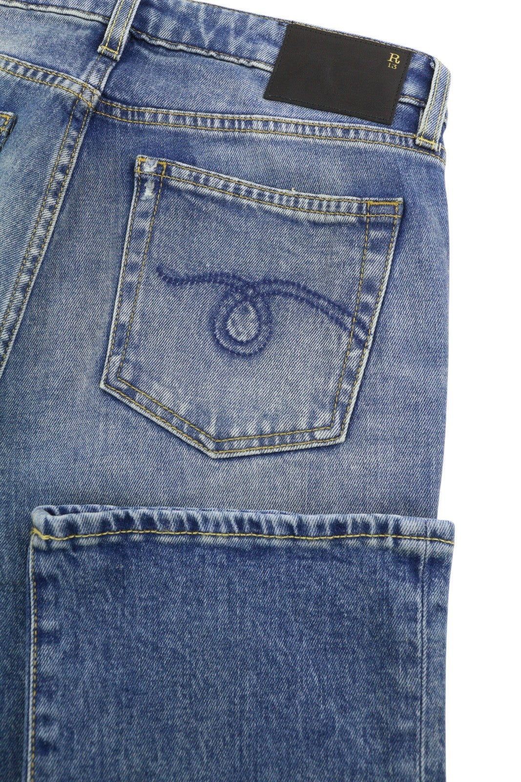 R13 Kick Fit Women Jeans 28 Blue Jasper Stretch Cropped Flare PS26