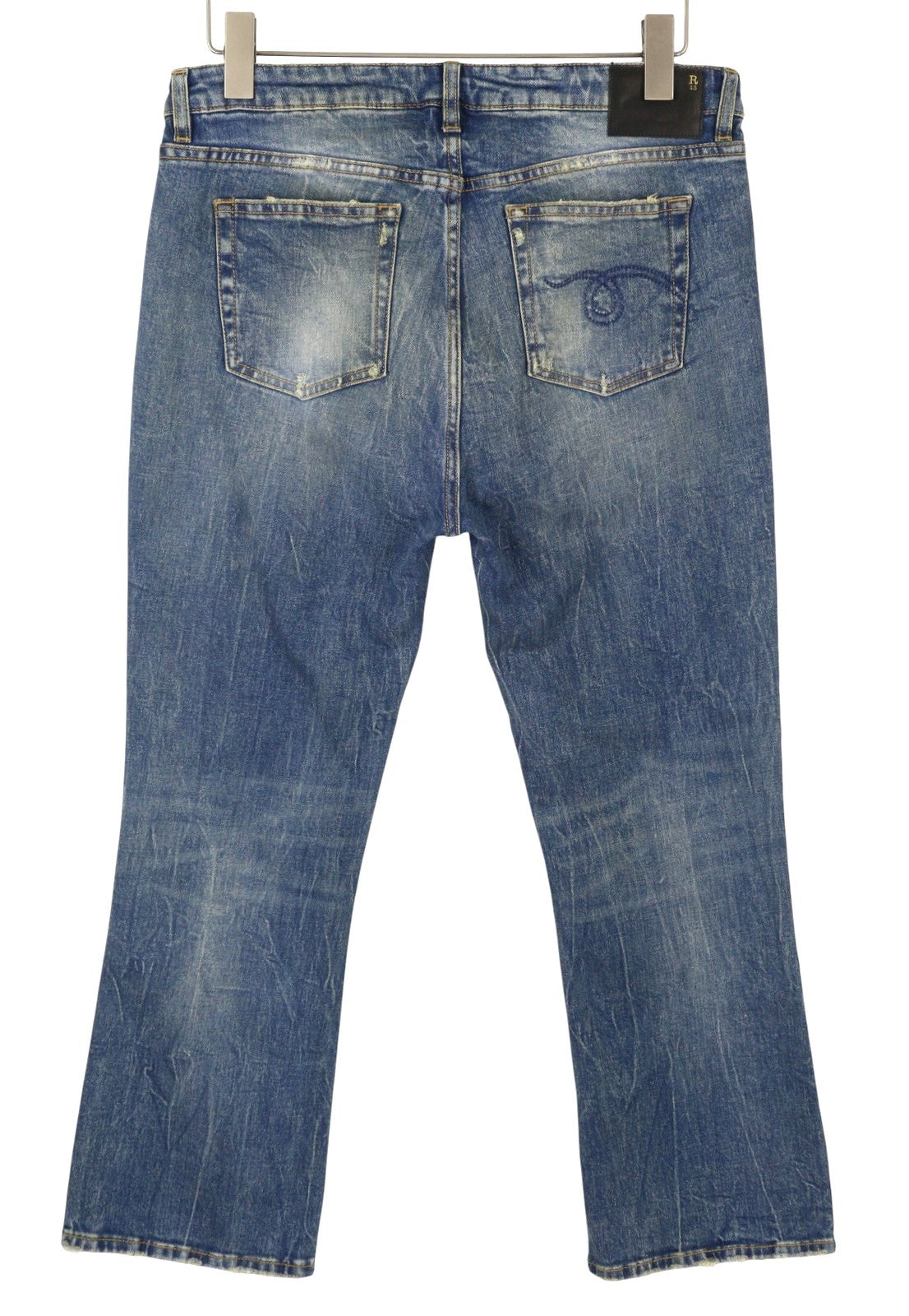 R13 Kick Fit Women Jeans 31 Kelly Stretch Cropped Distress PS26 RRP699