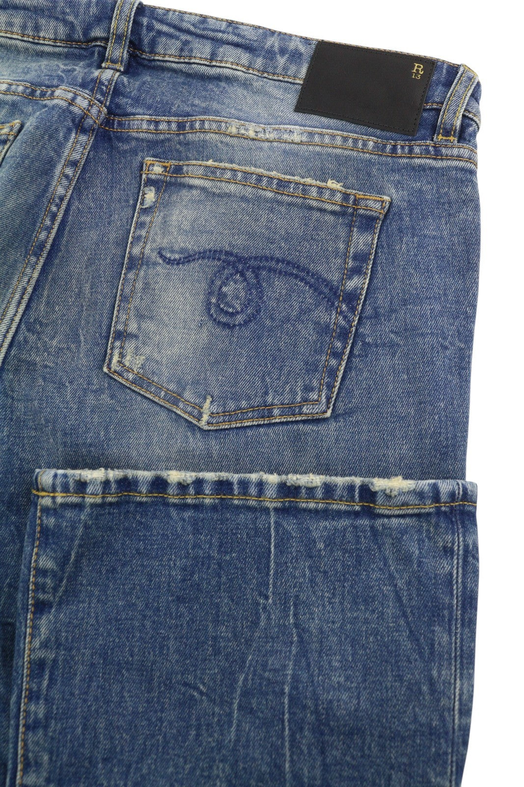 R13 Kick Fit Women Jeans 31 Kelly Stretch Cropped Distress PS26 RRP699
