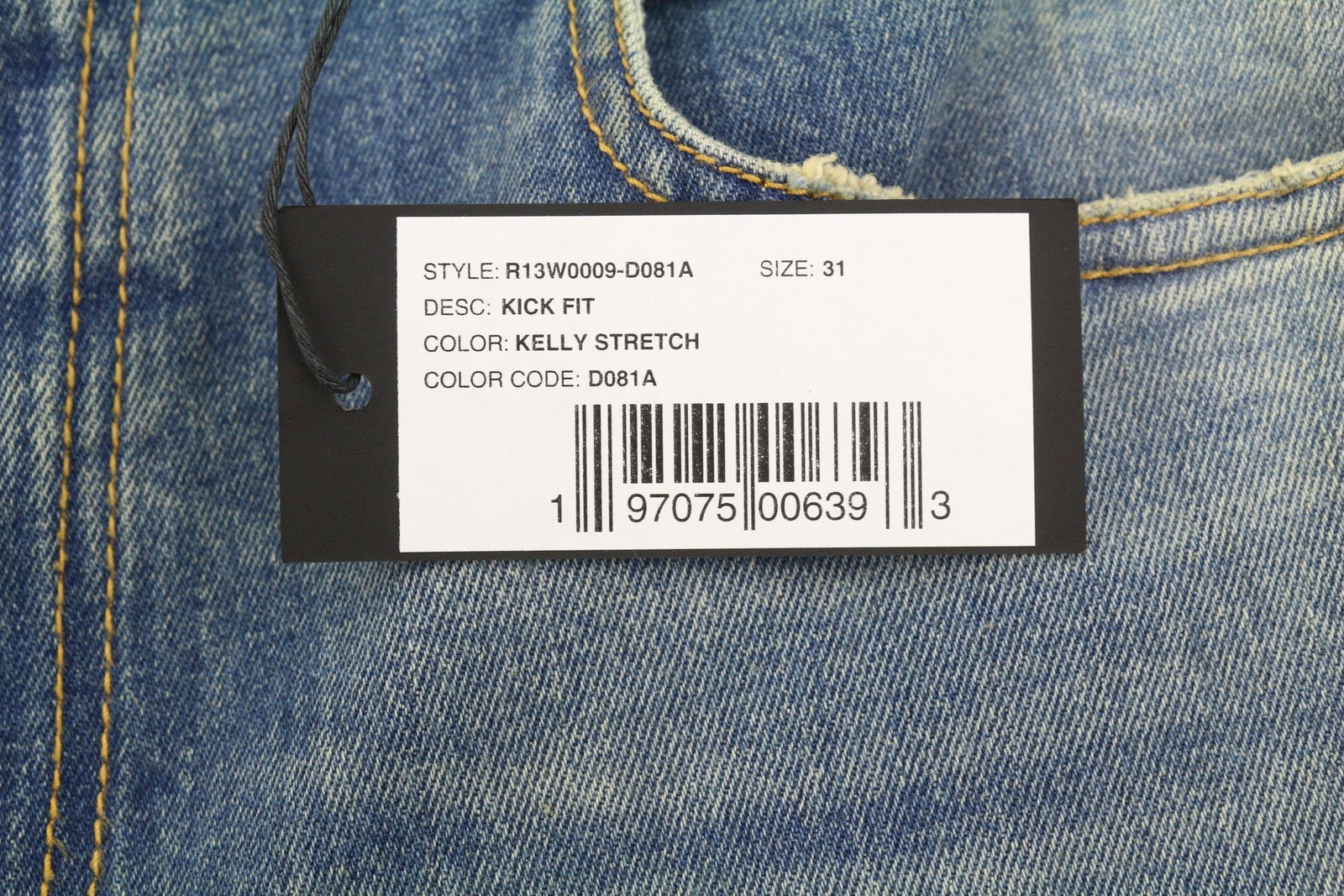R13 Kick Fit Women Jeans 31 Kelly Stretch Cropped Distress PS26 RRP699