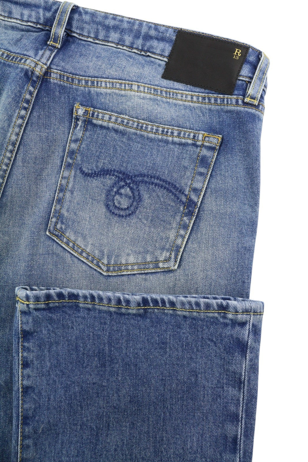 R13 Kick Fit Women Jeans 32 Blue Jasper Stretch Cropped Flare PS26