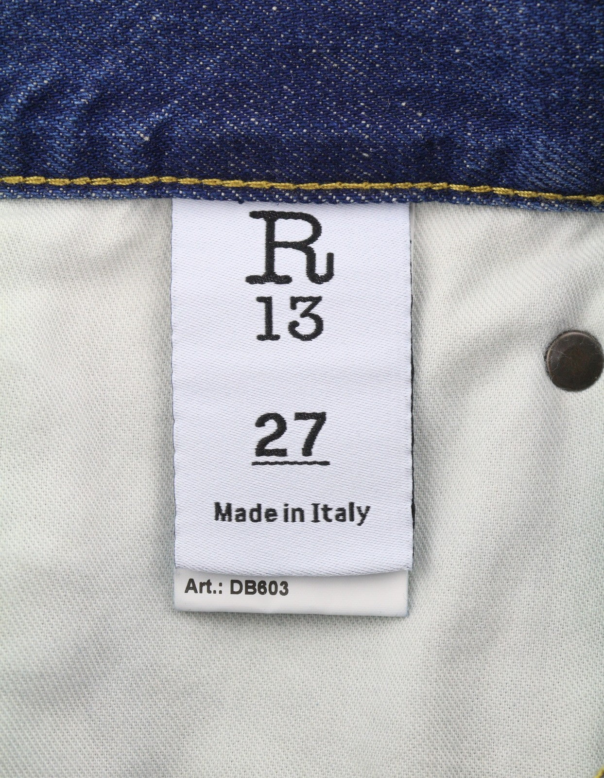 R13 Cross Over Women Jeans 27 Blue Oasis Faded Distress Asym PS26 RRP946