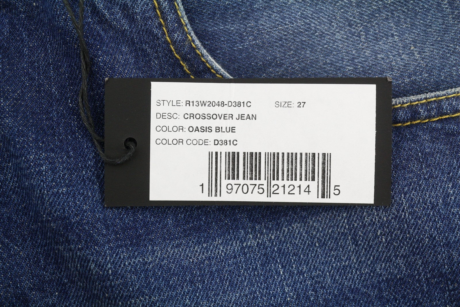 R13 Cross Over Women Jeans 27 Blue Oasis Faded Distress Asym PS26 RRP946