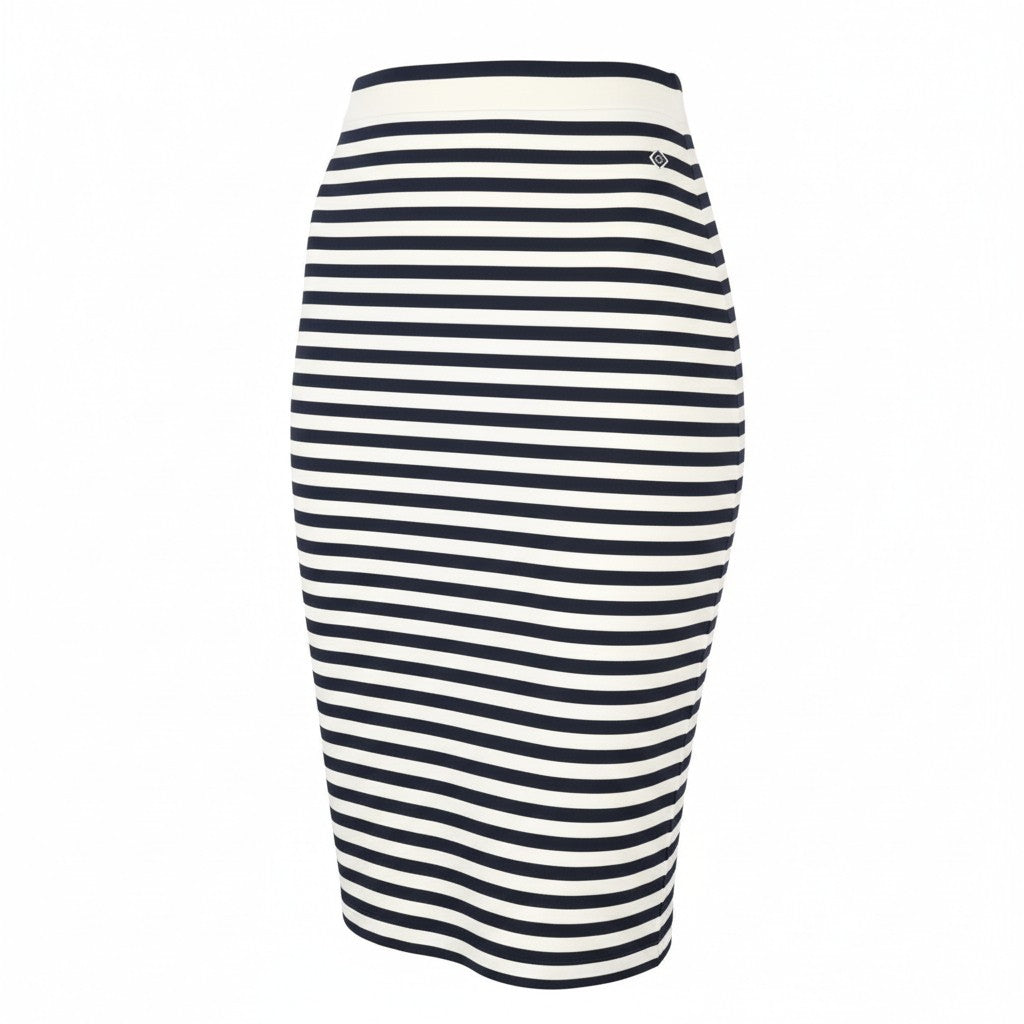 GANT Icon G Stripe Jersey Women Skirt 2XL Blue Knee-Length Fitted Split