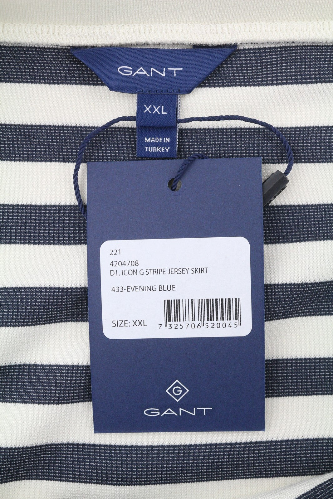 GANT Icon G Stripe Jersey Women Skirt 2XL Blue Knee-Length Fitted Split