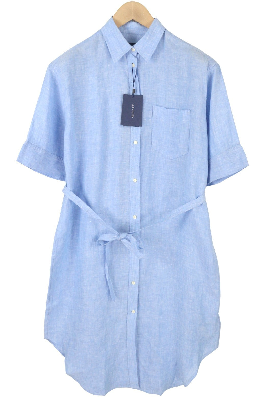 GANT Linen Chambray Shirt Women Dress EU36 Blue Button Knee-Length