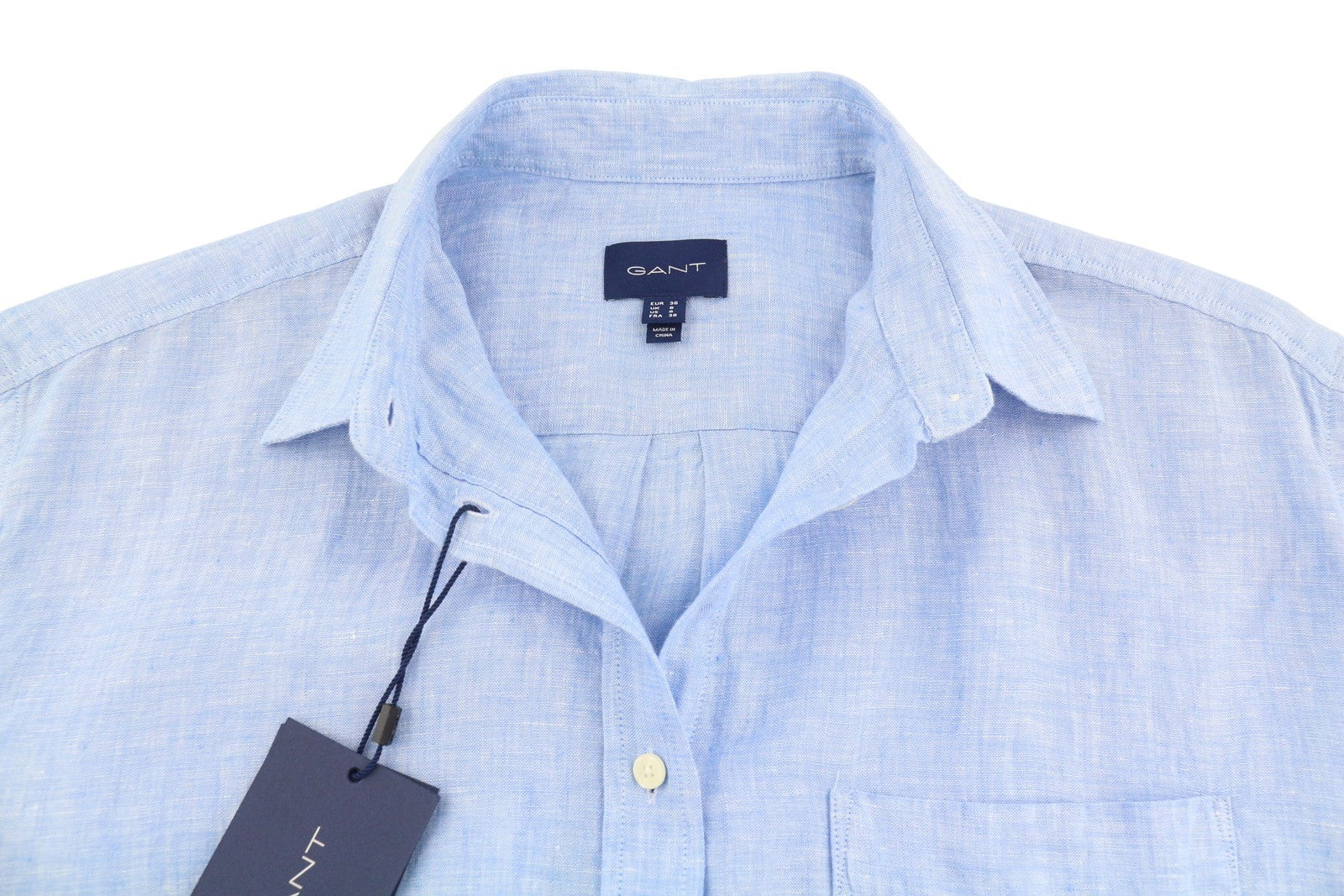 GANT Linen Chambray Shirt Women Dress EU36 Blue Button Knee-Length