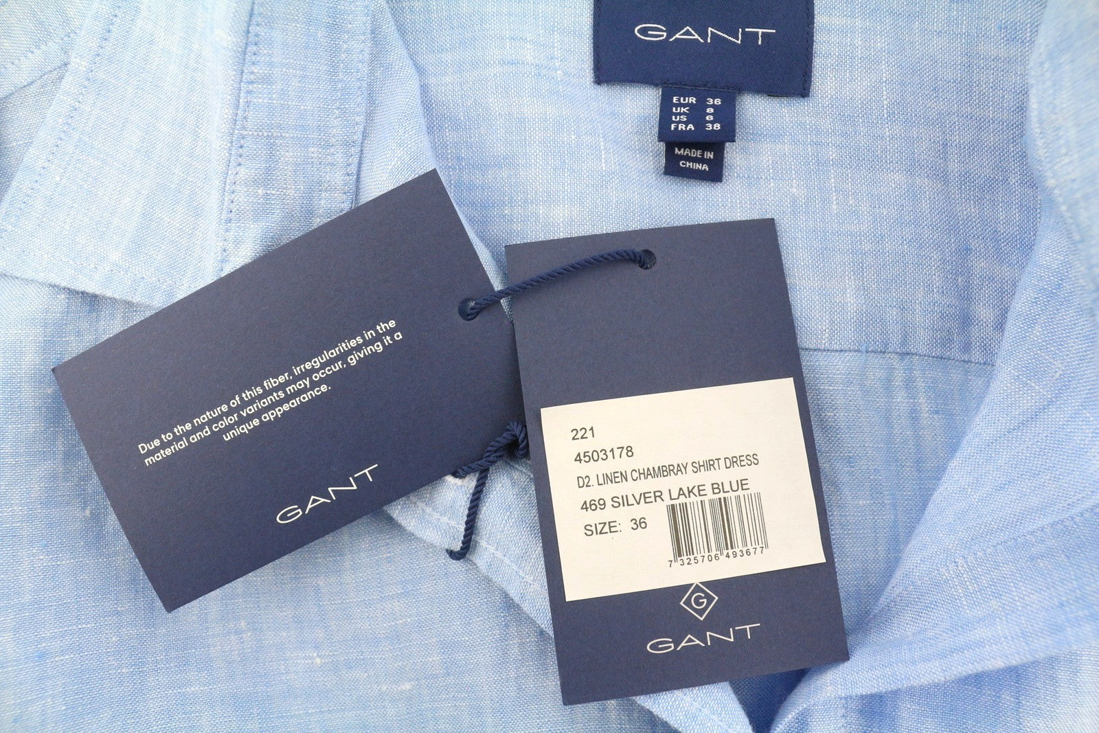 GANT Linen Chambray Shirt Women Dress EU36 Blue Button Knee-Length