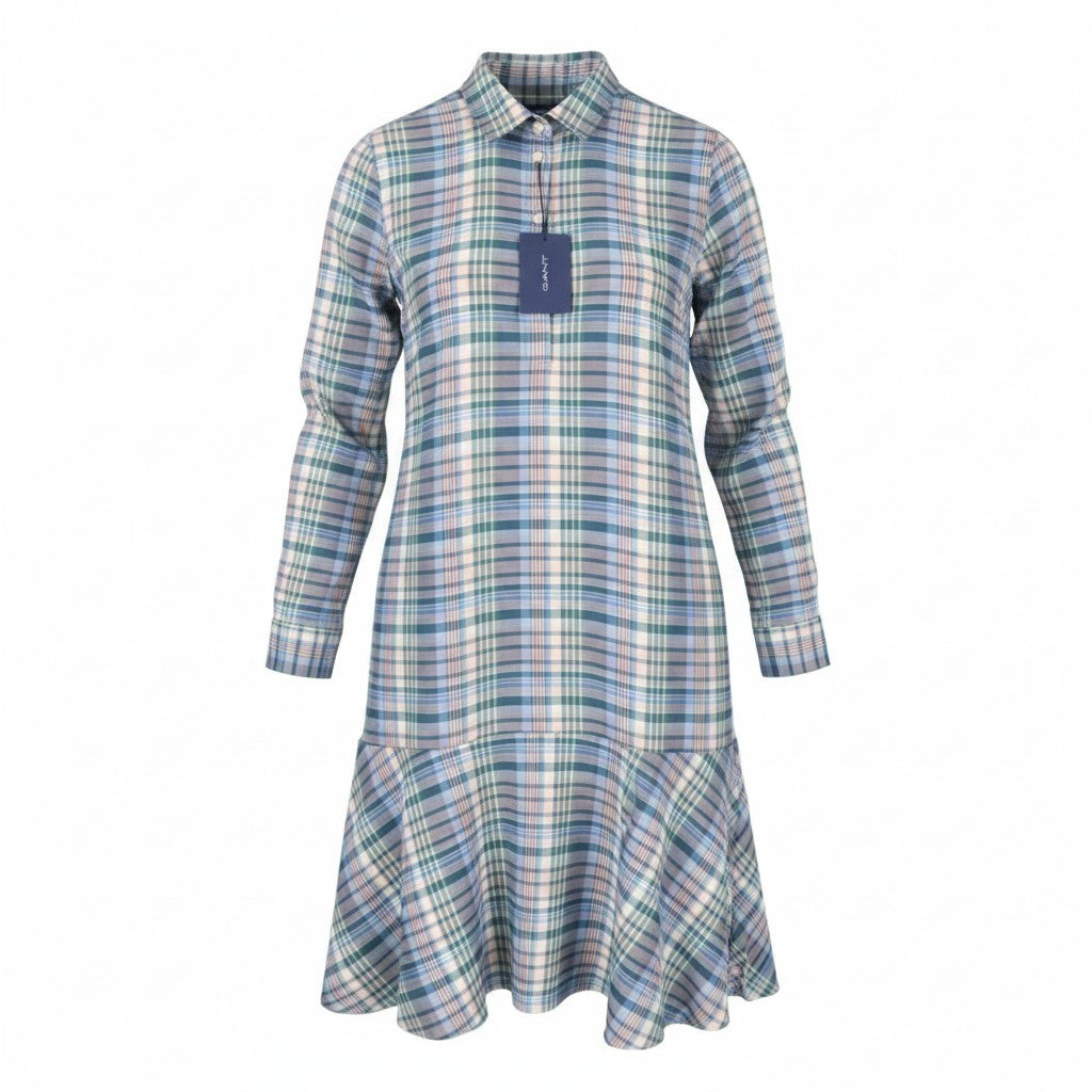 GANT Faded Winter Twill Check Women Dress EU40 Pink Straight Knee-Length