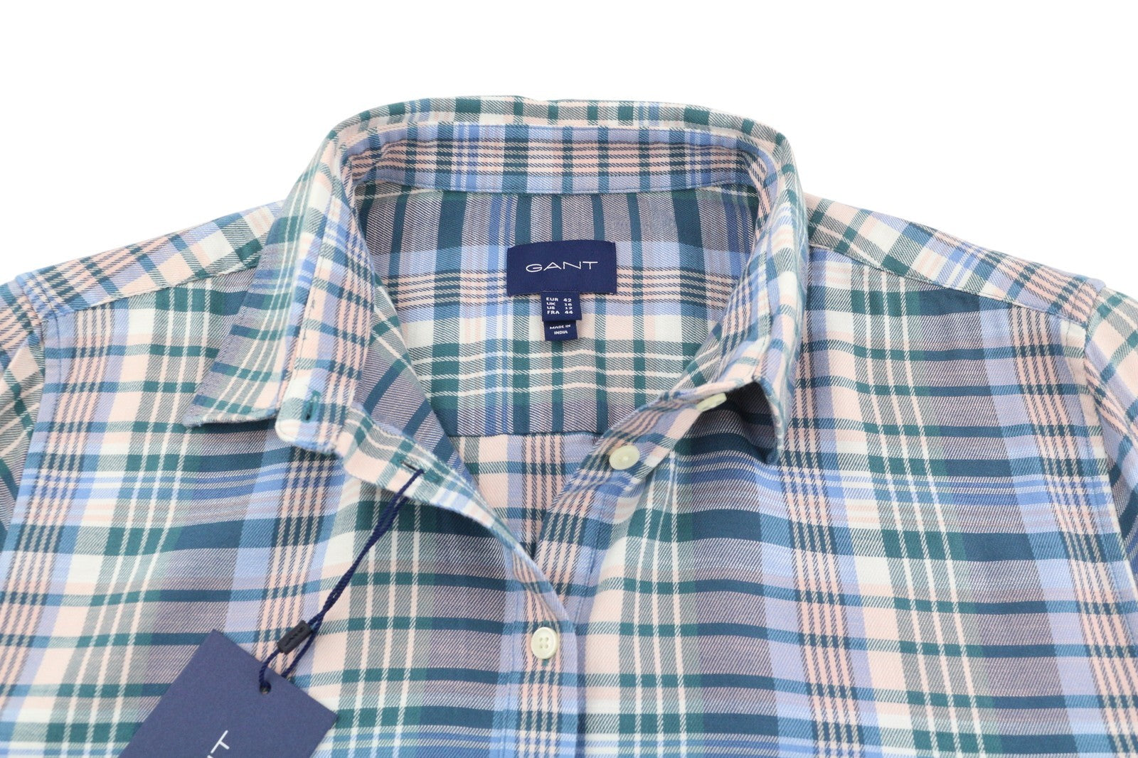 GANT Faded Winter Twill Check Women Dress EU42 Pink Straight Knee-Length
