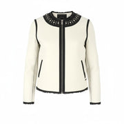MAISON SCOTCH Women Jacket S White Faux Suede Leather Beads Fluffy Lined RRP269