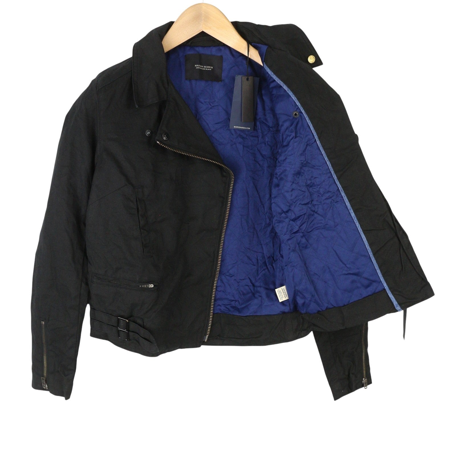 MAISON SCOTCH Women Jacket XS Black Rigid Asymmetrical Zip Lightweight