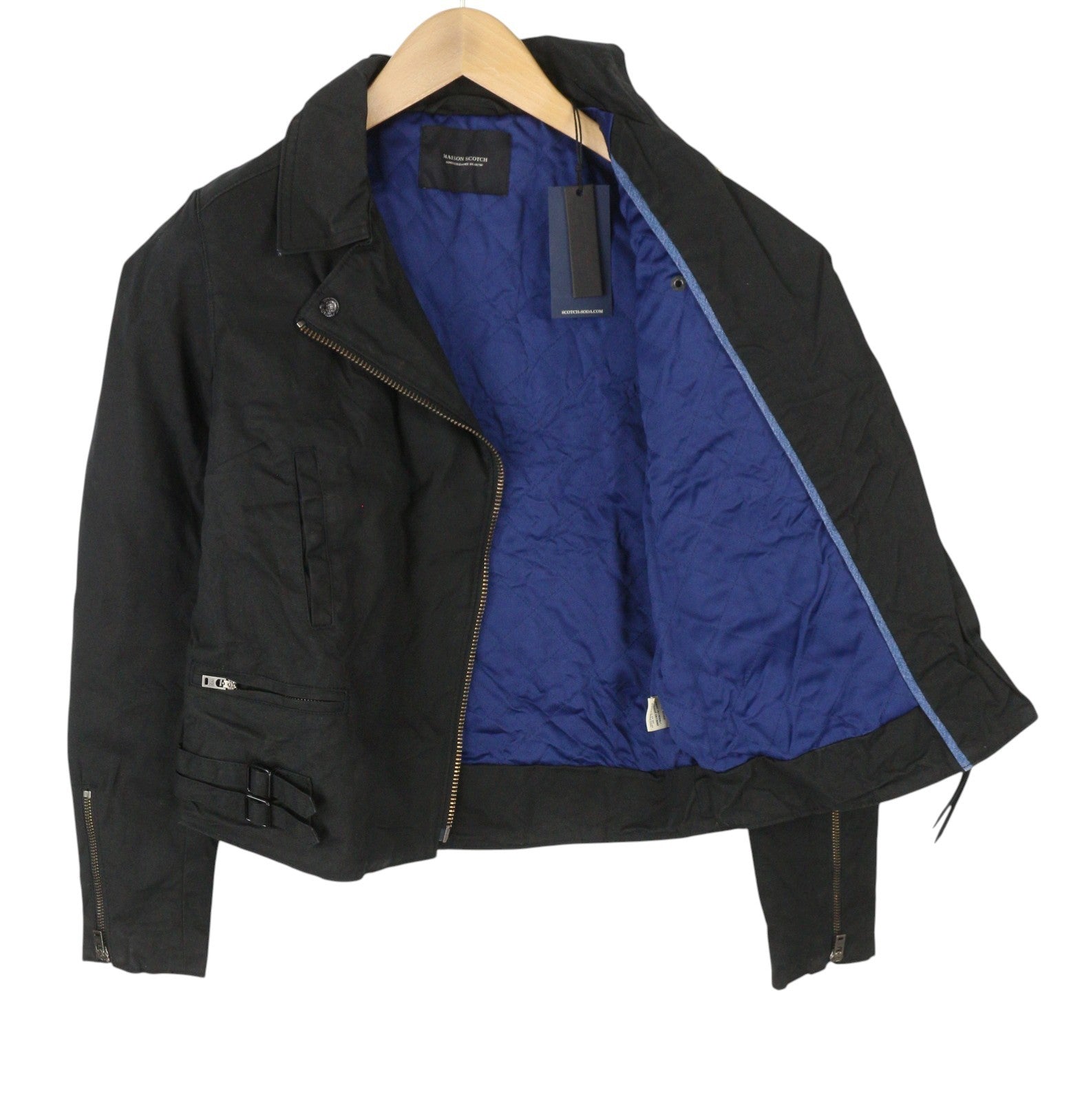 MAISON SCOTCH Women Jacket XS Black Rigid Asymmetrical Zip Lightweight