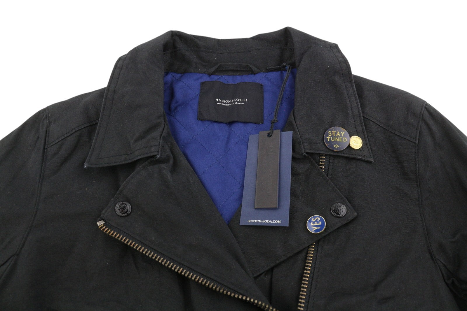 MAISON SCOTCH Women Jacket XS Black Rigid Asymmetrical Zip Lightweight