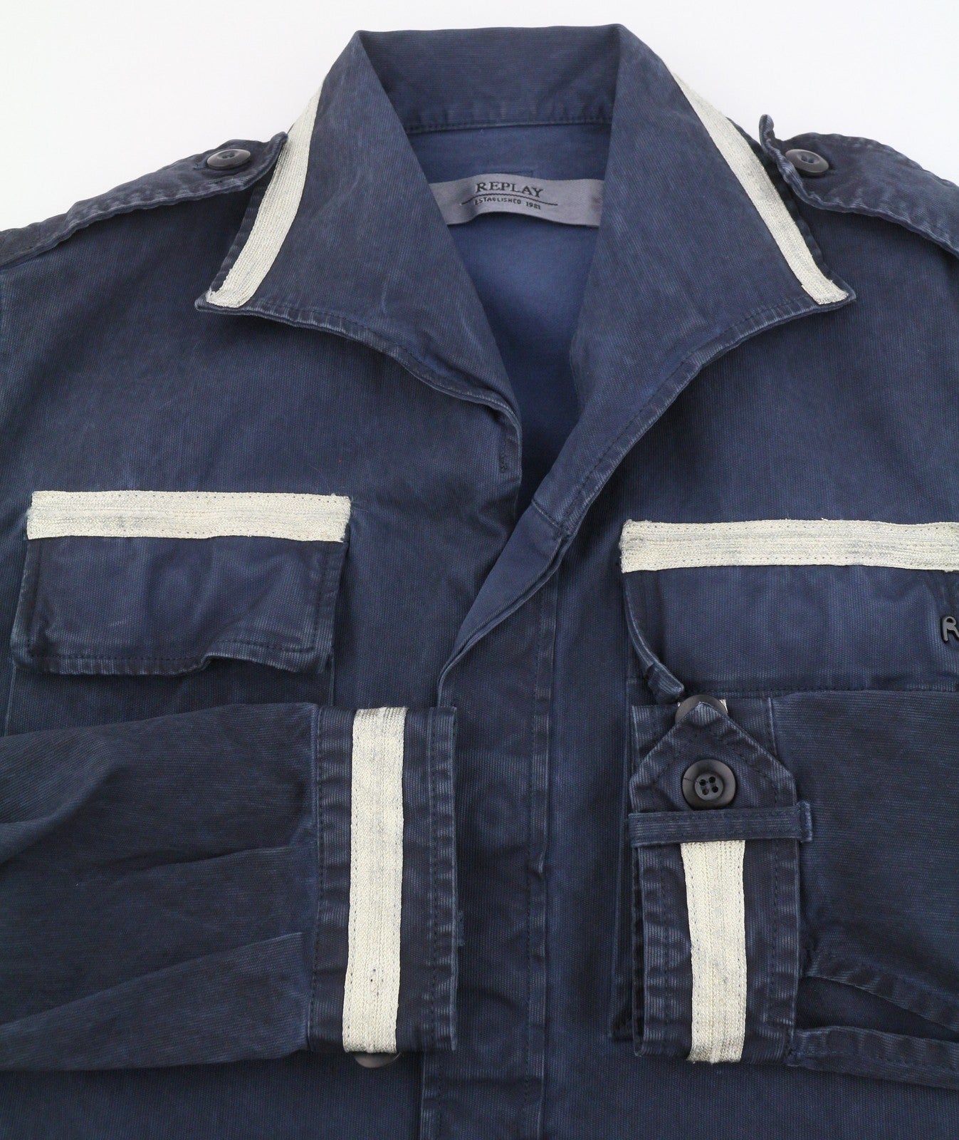 REPLAY W2971 Women Jacket M Dark Blue Glitter Details Lightweight